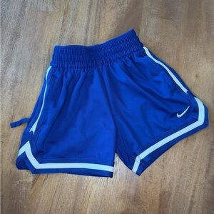 Kids Nike DRI-FIT Blue Athletic Shorts with White Trim